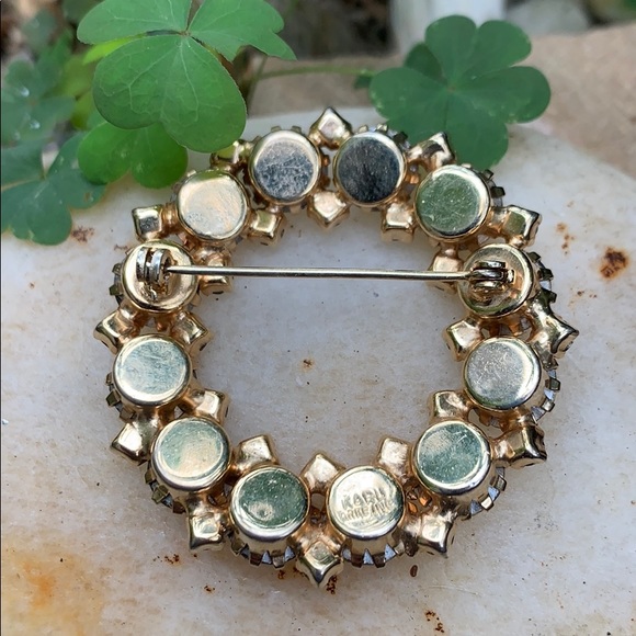 Vintage Karu Aurora Borealis Gold-tone Brooch - Picture 3 of 13